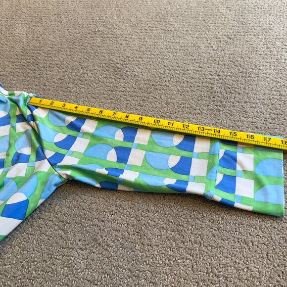 J McLaughlin Brynn Shirt Dress Lyford Jersey Preppy Geometric Print Aqua LARGE - Picture 14 of 16